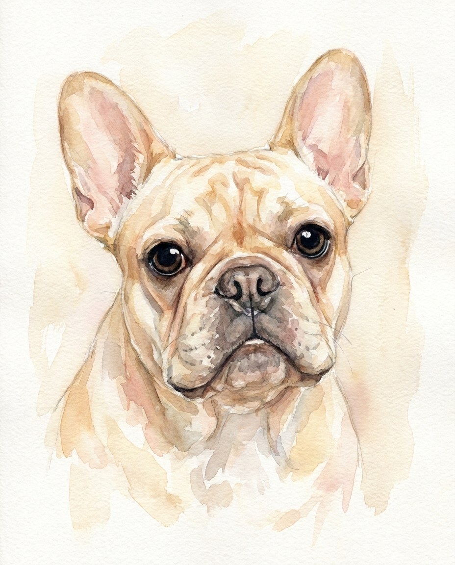 Custom watercolor French bulldog portrait