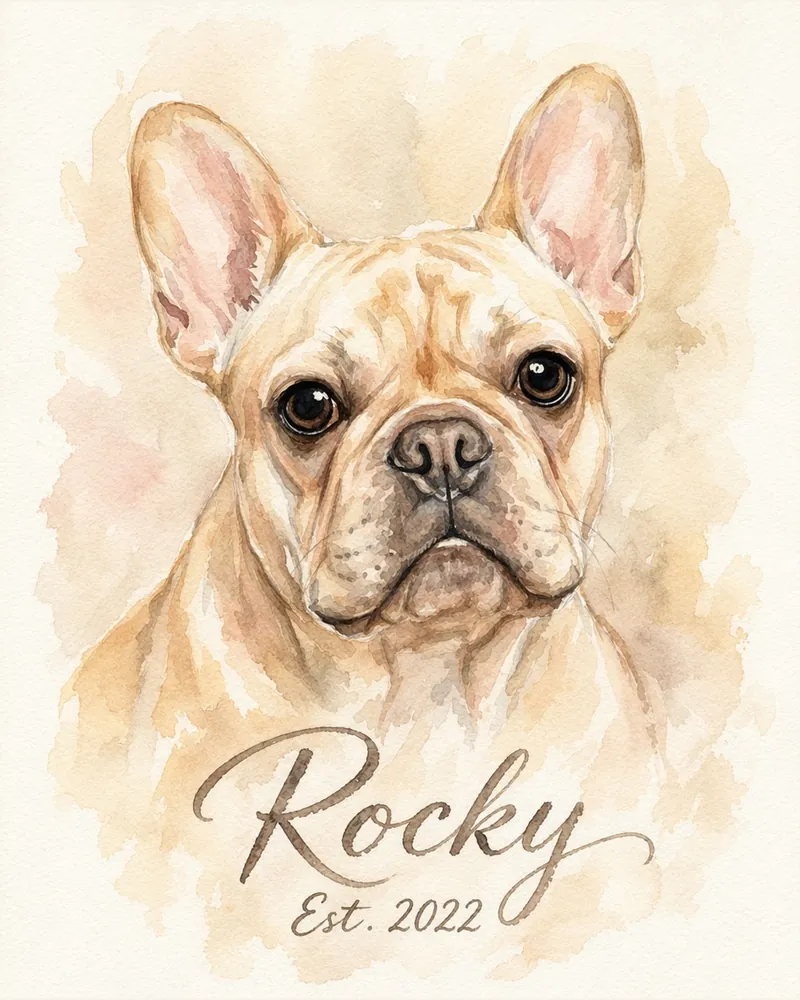 Custom watercolor French bulldog portrait