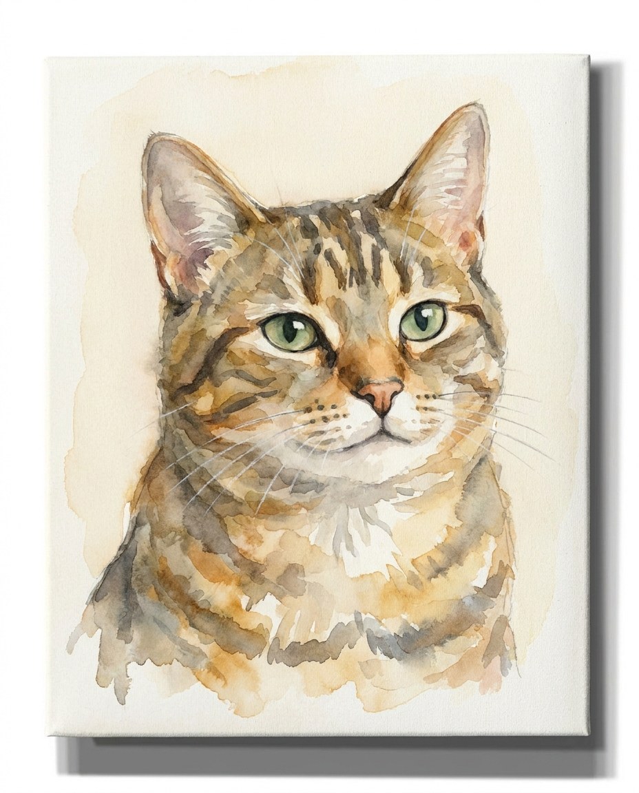 Custom watercolor cat portrait
