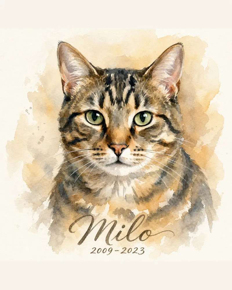 Custom watercolor cat portrait